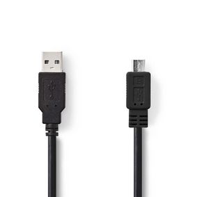 USB kabel | USB 2.0 | USB-A Zástrčka | USB Micro-B Zástrčka | 480 Mbps | Poniklované | 1.00 m | Kulatý | PVC | Černá | Box