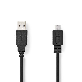 USB Cable | USB 2.0 | USB-A Male | USB Micro-B Male | 480 Mbps | Nickel Plated | 2.00 m | Round | PVC | Black | Box