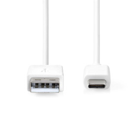 USB-Kabel | USB 2.0 | USB-A Male | USB-C™ Male | 480 Mbps | Vernikkeld | 1.00 m | Rond | PVC | Wit | Doos