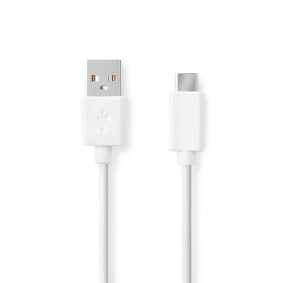 USB-Kabel | USB 2.0 | USB-A Male | USB-C™ Male | 480 Mbps | Vernikkeld | 1.00 m | Rond | PVC | Wit | Doos