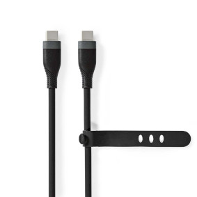 Câble USB | USB 2.0 | USB-C™ Mâle | USB-C™ Mâle | 60 W | 480 Mbps | Plaqué nickel | 1.50 m | Rond | Silicone | Noir | Boîte
