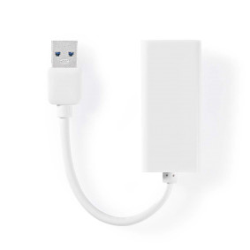 USB-Netzwerkadapter | USB 3.2 Gen 1 | 1 Gbps | USB-A Stecker | RJ45 Buchse | 0.20 m | Rund | Vernickelt | Reines Kupfer | Weiss | Box