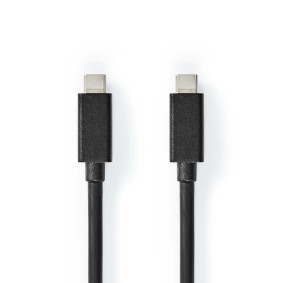 Câble USB | USB 3.2 Gen 2x2 | USB-C™ Mâle | USB-C™ Mâle | 100 W | 4K@60Hz | 20 Gbps | Plaqué nickel | 1.00 m | Rond | PVC | Noir | Boîte