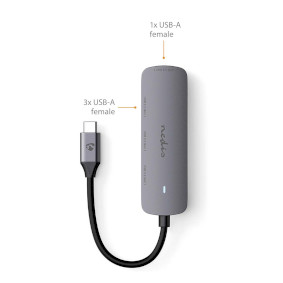 Hub USB de bureau 4 ports - USB-C vers USB-A - Noir - Câble de 30 cm