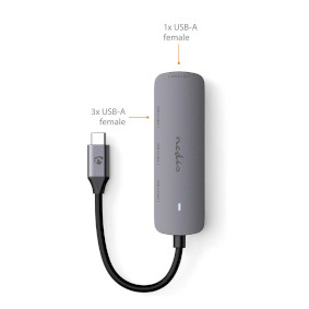 USB Hub, 1x USB-C™, 4x USB A Female, 4 port(s), USB 3.2 Gen 1, USB  Powered