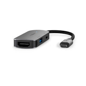 USB Többportos Adapter | USB 3.2 Gen 1 | USB-C™ Dugasz | HDMI™ Kimenet / USB-A Aljzat / USB-C™ Aljzat | 0.10 m | Kerek | Nikkelezett | PVC | Szürke | Doboz