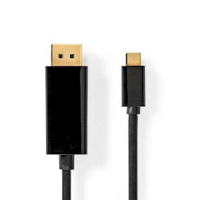USB-C™ Adapter | USB 3.2 Gen 1 | USB-C™ Han | DisplayPort Han | 4K@60Hz | 2.00 m | Runde | Guldplateret | PVC | Sort | Box