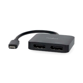 USB-C™ Adapter | USB 3.2 Gen 1 | USB-C™ Male | 2x Displayport Female | 4K@60Hz | 0.20 m | Round | Nickel Plated | PVC | Black | Box