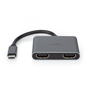 USB Multi-Port Adapter | USB 3.2 Gen 1 | USB-C™ Male | 2x HDMI™ | 0.10 m | Round | Nickel Plated | PVC | Black | Box