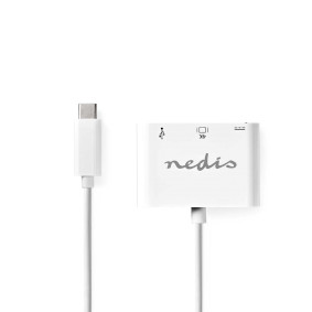 Adaptador de Múltiples Puertos USB | USB 3.2 Gen 1 | USB-C™ Macho | Salida HDMI ™ / USB-A Hembra / USB-C™ Hembra | 5 Gbps | 0.20 m | Redondo | Niquelado | PVC | Blanco | Caja