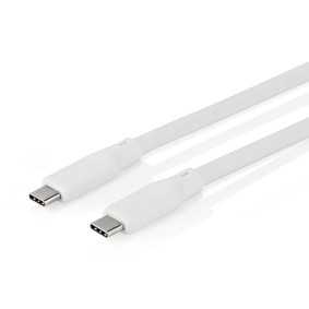 USB Cable, USB 3.2 Gen 2, USB-C™ Male, USB-C™ Male, 240 W, 8K@30Hz, 20 Gbps, Nickel Plated, 1.00 m, Round, Silicone, White