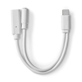 USB-C™ Adapter | USB 2.0 | USB-C™ Hann | USB-C™ Hunn / 3.5 mm Hun | 0.10 m | Rund | Nikkel belagt | PVC | Hvit | Boks