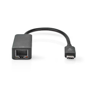 USB-netværksadapter | USB 3.2 Gen 1 | 2.5 Gbps | USB-C™ Han | RJ45 Hun | 0.20 m | Runde | Nikkelplateret | Tinkobber | Sort | Box