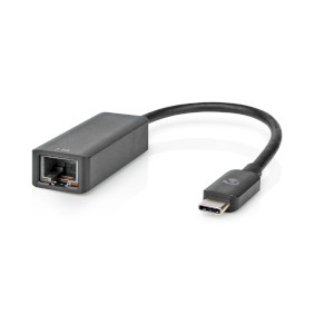 USB-netværksadapter | USB 3.2 Gen 1 | 2.5 Gbps | USB-C™ Han | RJ45 Hun | 0.20 m | Runde | Nikkelplateret | Tinkobber | Sort | Box