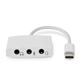 USB-C™ Adapter | USB 2.0 | USB-C™ Dugasz | 3.5 mm Aljzat | 0.10 m | Kerek | Nikkelezett | ABS/PVC | Fehér | Doboz