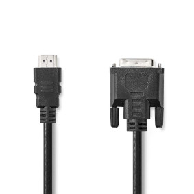 HDMI™ Cable | HDMI ™ -kontakt | DVI-D 24+1-Pin Han | 1080p | Nikkel belagt | 3.00 m | Rett | PVC | Sort | Label