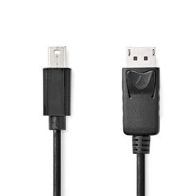 Mini câble Display Port | DisplayPort 1.2 | Mini DisplayPort mâle | DisplayPort Mâle | 21.6 Gbps | Plaqué nickel | 2.00 m | Rond | PVC | Noir | Label