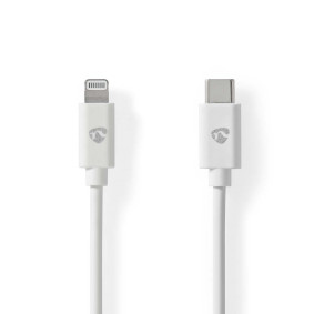 Lightning Kabel | USB 2.0 | Apple Lightning 8-Pinners | USB-C™ Hann | 480 Mbps | Nikkel belagt | 2.00 m | Rund | PVC | Hvit | Label