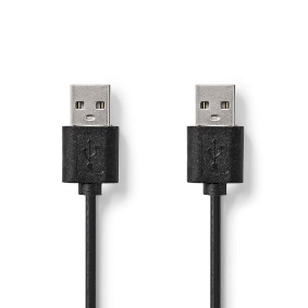 Câble USB | USB 2.0 | USB-A Mâle | USB-A Mâle | 480 Mbps | Plaqué nickel | 2.00 m | Rond | PVC | Noir | Label
