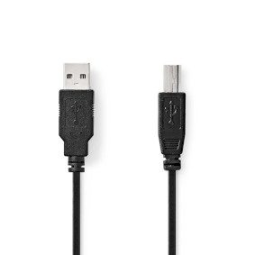 USB-kabel | USB 2.0 | USB-A Han | USB-B Han | 10 W | 480 Mbps | Nikkel belagt | 1.00 m | Rund | PVC | Sort | Label