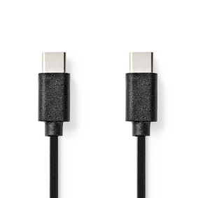 USB-Kabel | USB 2.0 | USB-C™ Male | USB-C™ Male | 60 W | 480 Mbps | Vernikkeld | 1.00 m | Rond | PVC | Zwart | Label