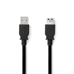 Cable USB | USB 3.2 Gen 1 | USB-A Macho | USB-A Hembra | 5 Gbps | Niquelado | 1.00 m | Redondo | PVC | Negro | Label