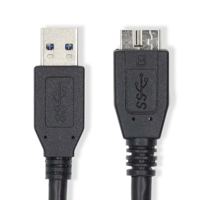 Câble USB | USB 3.2 Gen 1 | USB-A Mâle | USB Micro-B mâle | 5 Gbps | Plaqué nickel | 1.00 m | Rond | PVC | Bleu | Label