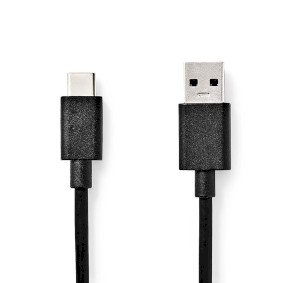 USB-Kabel | USB 3.2 Gen 1 | USB-A Male | USB-C™ Male | 15 W | 5 Gbps | Vernikkeld | 1.00 m | Rond | PVC | Zwart | Label