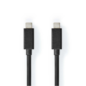 USB-Kabel | USB 3.2 Gen 2x2 | USB-C™ Male | USB-C™ Male | 100 W | 4K@60Hz | 20 Gbps | Vernikkeld | 1.00 m | Rond | PVC | Zwart | Label