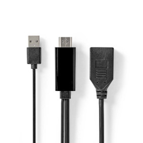 HDMI™ Adapter | HDMI™ Stik | DisplayPort Han | Nikkelplateret | Lige | PVC | Sort | 1 stk. | Konvolut