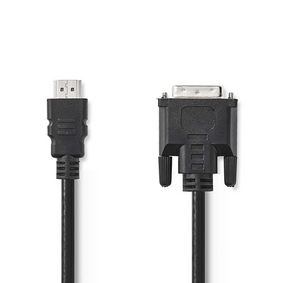 HDMI™ Cable | HDMI™ Connector | DVI-D 24+1-Pin Male | 1080p | Nickel Plated | 3.00 m | Straight | PVC | Black | Envelope