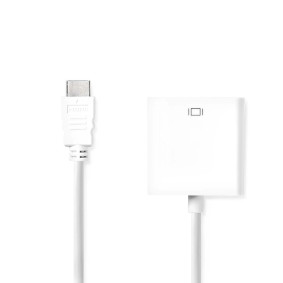 Câble HDMI™ | HDMI™ Connecteur | VGA Femelle 15p / 3.5 mm Femelle | 1080p | Plaqué nickel | 0.20 m | Droit | PVC | Blanc | Enveloppe