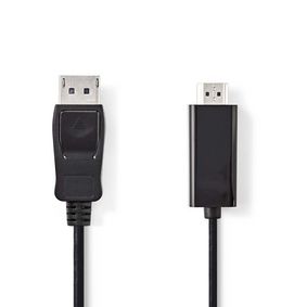 DisplayPort-Kabel | DisplayPort Male | HDMI™ Connector | 1080p | Vernikkeld | 3.00 m | Rond | PVC | Zwart | Envelop