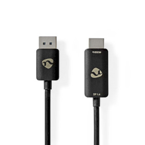 DisplayPort-Adapter | DisplayPort Male | HDMI™ Connector | 8K@30Hz | Vernikkeld | Recht | 1.80 m | TPE | Zwart | Envelop