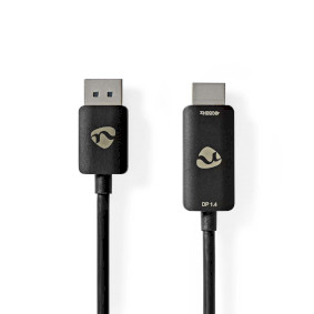 Displayport-adapter | DisplayPort Han | HDMI ™ -kontakt | 8K@30Hz | Nikkel belagt | Rett | 1.80 m | Rund | TPE | Sort | Konvolutt