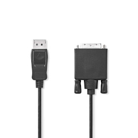 Displayport-Kabel | DisplayPort Stecker | DVI-D 24+1-Pin Stecker | 1080p | Vernickelt | 1.00 m | Rund | PVC | Schwarz | Plastikbeutel