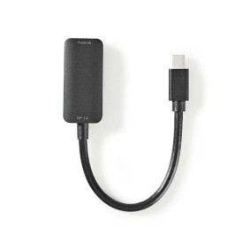 Cable Mini DisplayPort | DisplayPort 1.4 | Mini DisplayPort macho | Salida HDMI ™ | 48 Gbps | Niquelado | 0.20 m | Redondo | PVC | Negro | Bolsa Polybag