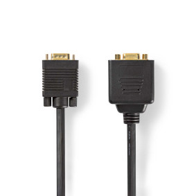 VGA Cable | VGA Male | 2x VGA Female | Gold Plated | Maximum resolution: 1280x768 | 0.20 m | Round | ABS | Black | Polybag