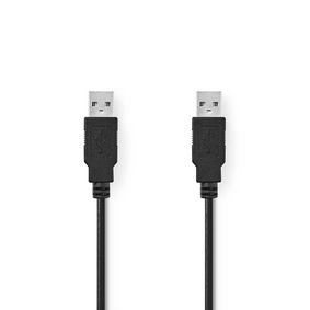 USB kabel | USB 2.0 | USB-A Zástrčka | USB-A Zástrčka | 480 Mbps | Poniklované | 2.00 m | Kulatý | PVC | Černá | Obálka