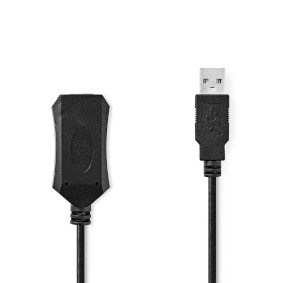 Câble USB actif | USB 1.1 / USB 2.0 | USB-A Mâle | USB-A femelle | 480 Mbps | 5.00 m | Rond | Plaqué nickel | PVC | Cuivre | Sac en Plastique