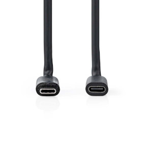 USB Cable, USB 3.2 Gen 1, USB-C™ Male, USB-C™ Female, 5 W, 5 Gbps, Nickel Plated, 2.00 m, Round, PVC, Black