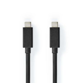 Câble USB | USB 3.2 Gen 2x2 | USB-C™ Mâle | USB-C™ Mâle | 100 W | 4K@60Hz | 20 Gbps | Plaqué nickel | 1.00 m | Rond | PVC | Noir | Enveloppe