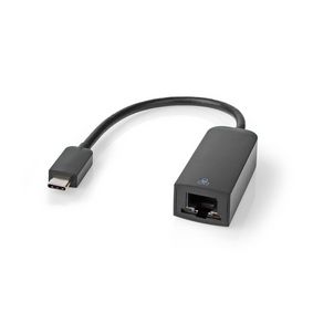 Síťový adaptér USB | USB 3.2 Gen 1 | 1000 Mbps | USB-C™ Zástrčka | RJ45 Zásuvka | 0.20 m | Kulatý | Poniklované | Pocínovaná Měď | Černá | Obálka