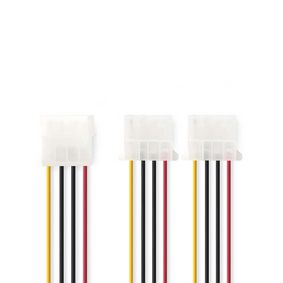 Câble d'alimentation interne | Molex Male | 2x Molex femelle | Plaqué or | 0.20 m | Rond | PVC | Multicolore | Sac en Plastique