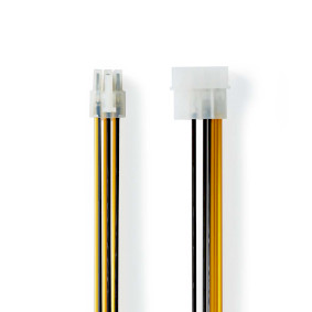 Internal Power cable | Molex Male | PCI Express Male | Gold Plated | 0.20 m | Round | PVC | Black / Yellow | Envelope