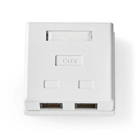 Network Wall Box | On-Wall | 2 port(s) | UTP CAT6 | Straight | Female | Gold Plated | PVC | White | Polybag