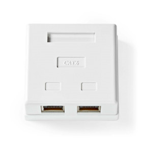 Network Wall Box | On-Wall | 2 port(s) | STP CAT6 | Straight | Female | Gold Plated | PVC | White | Polybag