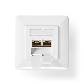 Network Wall Box | In-Wall | 2 port(s) | CAT7 | Straight | Female | Gold Plated | PVC | Ivory | Polybag