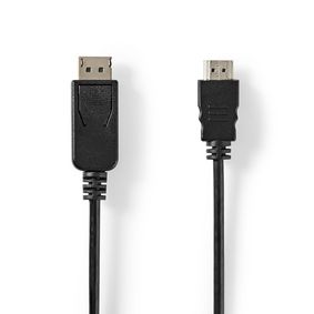 Displayport-kabel | DisplayPort Hane | HDMI™ Hane | 4K@30Hz | Nickelplaterad | 2.00 m | Rund | PVC | Svart | Tag