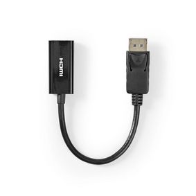 Displayport-Kabel | DisplayPort Stecker | HDMI™ Ausgang | 4K@30Hz | Vernickelt | 0.20 m | Rund | PVC | Schwarz | Aufhänger